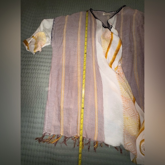 Mes Demoiselles Textured Striped Cardigan w sequin/fringe edge. OS VGUC - Picture 9 of 12